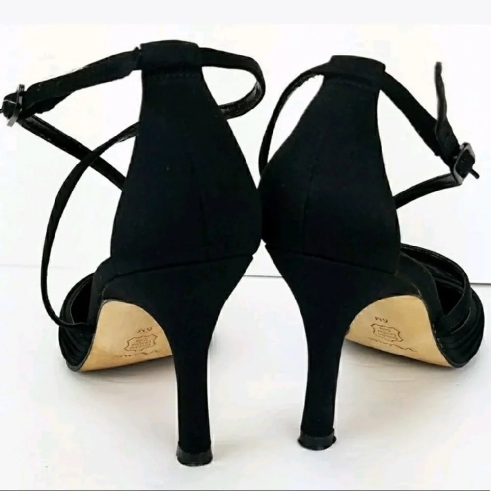 Nina sienna sling back black satin heels size 9
